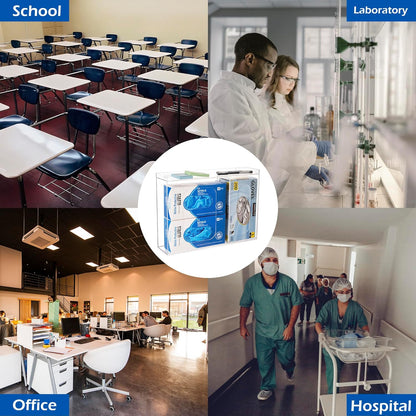 SEANADO Acrylic Disposable Glove Holder for Wall Mount or Tabletop , Clear Glove Box Organizer Rack Dispenser with Lid for Tissues, Beard Cover, Face Masks, Bags,Hairnet and Shoe Covers