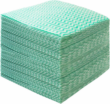 JEBBLAS 100Pack Reusable Cleaning Cloths 11.8‘’x11.8‘’ Handi Wipes Reusable Cloths Dry Cleaning Cloths Dish Towel Dish Cloths for Kitchen, Green