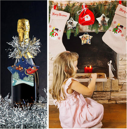 Sublimation Ornament Blanks Ceramic Star Sublimation Christmas Ornament Blanks Double Side with Gold String - Ceramic Christmas Ornaments Personalized Christmas Stocking Stuffers