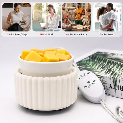 Ceramic Wax Melt Warmer with Timer Candle Warmer for Scented Wax Electric Fragrance Burner for Home, Office, Bedroom - Gift & Décor