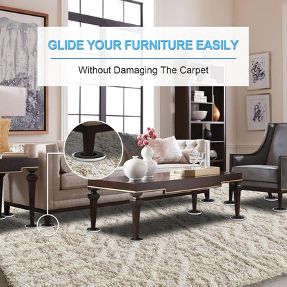 Upgrade Furniture Sliders, Furniture Sliders for Carpets, 16 PCS 4.3" Moving Pads with Anti-Slip Groove, Round Furniture Moving Sliders for Easy Move Bed Tables Cabinet Heavy Duty, Protect Carpets