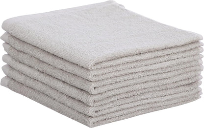 Superio Cotton Terry Washcloths Grey Towels 100% Cotton Cleaning Cloth 16" Rags Wash Clothes for Body and Face, Spa Towels, Multi Purpose (6, 16"x16")