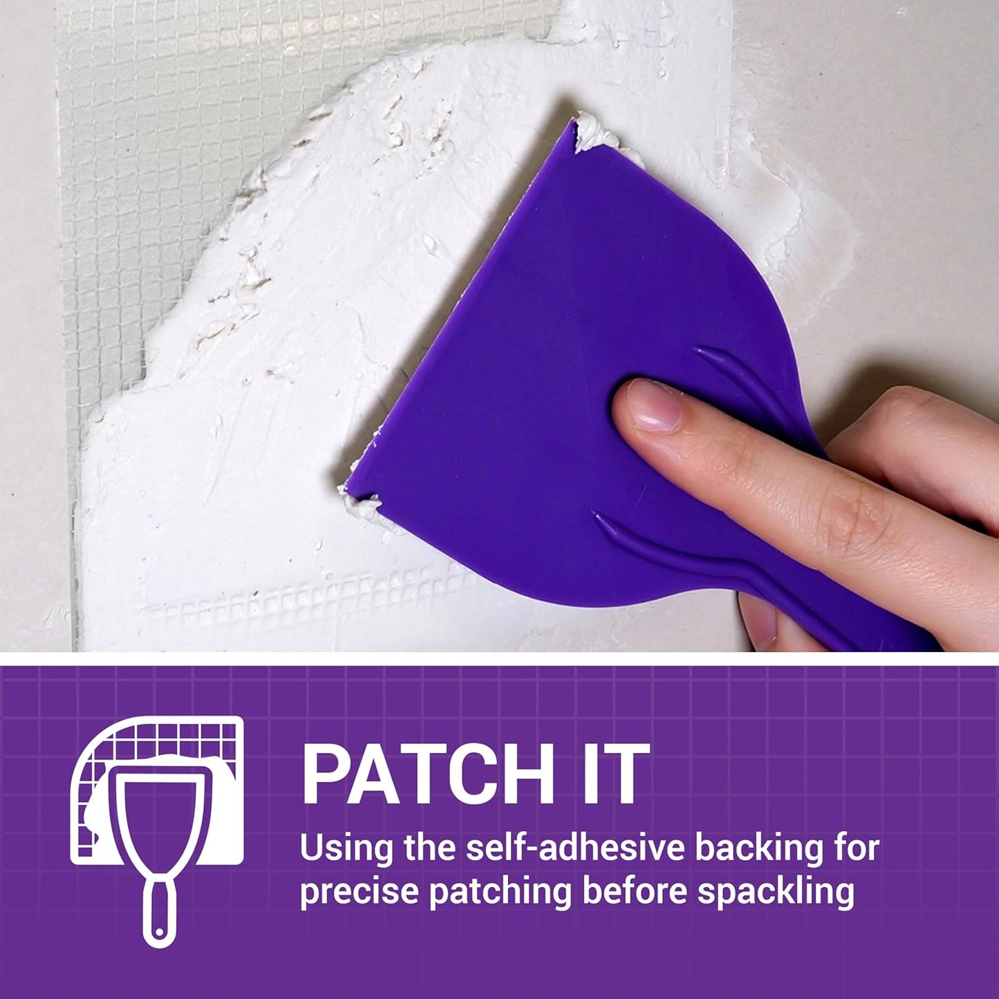 StrongPatch® 4 in. x 4 in. Flexible Self-Adhesive Wall Repair Patch (3-Pack) – Versatile, Cut-to-Fit, Easy Application for Holes, Cracks, and Corners