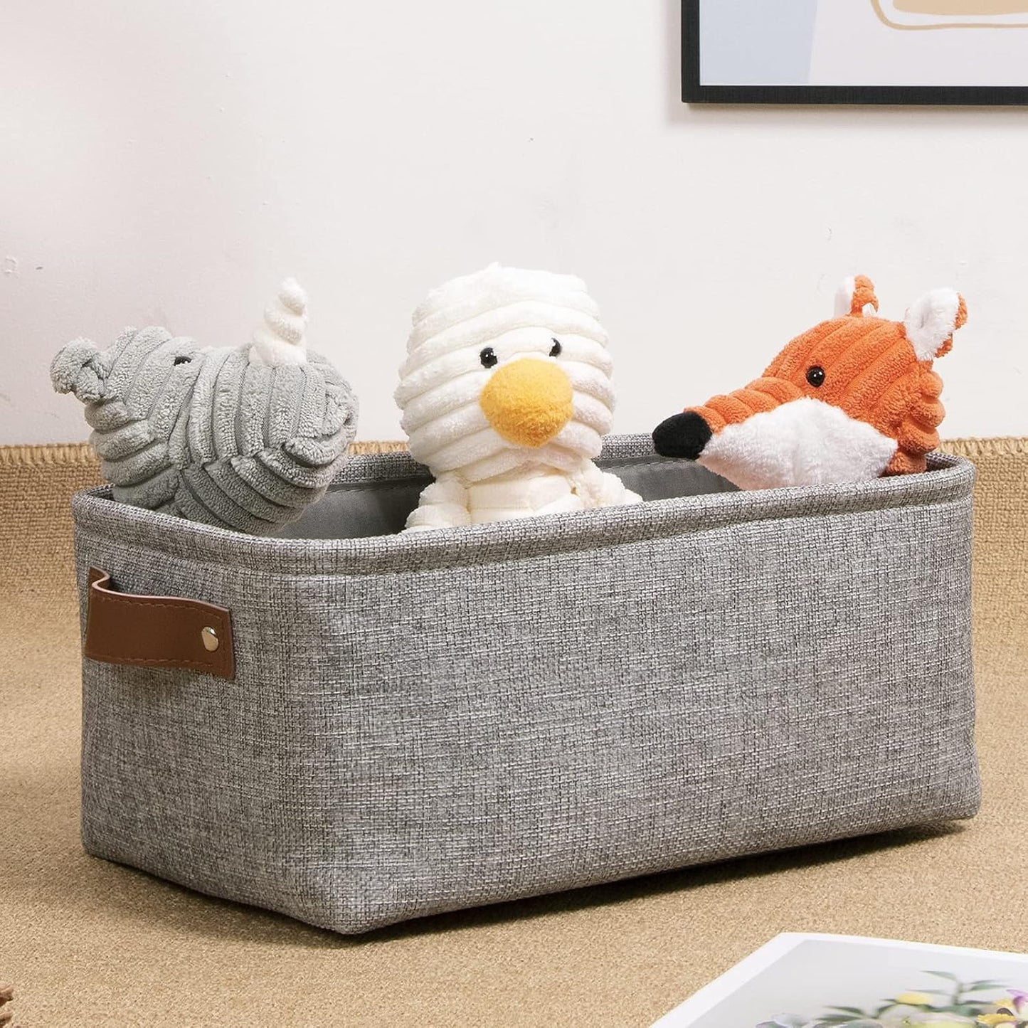 DULLEMELO Small Collapsible Fabric Basket for Organizing, Shelves, Closets, Laundry, Nursery, Decorative Gift Basket (Gray)