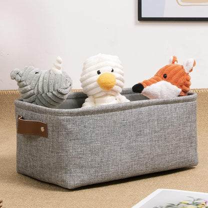 DULLEMELO Small Collapsible Fabric Basket for Organizing, Shelves, Closets, Laundry, Nursery, Decorative Gift Basket (Gray)