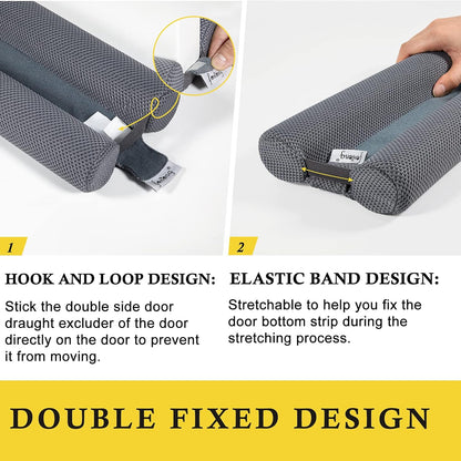 fowong Door Draft Stopper 36 Inch Adjustable Draft Stopper for Bottom of Doors, 30" to 36" Soundproofing Noise Blocker Cover Gap up to 1.5", Grey