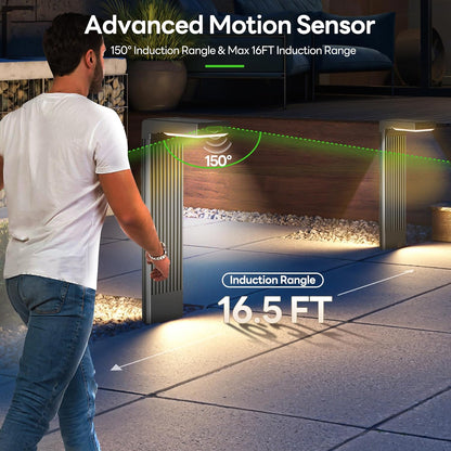 Solar Pathway Lights Outdoor 4Pack, 400LM Motion Sensor Walkway Lights with Warm/Cool White, 12H Lasting, IP65 Waterproof Solar Powered Landscape Lighting for Garden, Yard