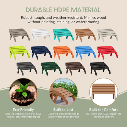 WestinTrends Dylan Outdoor Patio HDPE Adirondack Ottoman Footrest, Teak