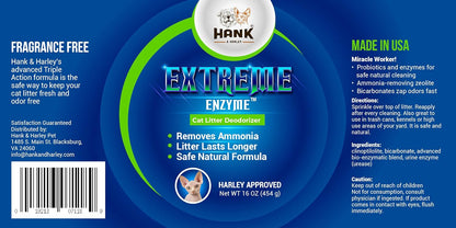 Extreme Enzyme, CAT Litter Odor Eliminator. Triple-Action Deodorizing Powder with Natural enzymes, Ammonia removers and Activated Baking soda. Fragrance Free & Made in USA (1lb)