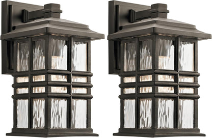 Beacon Square 12" 1 Light Outdoor Wall Light with Clear Hammered Glass in Olde Bronze® (Pack of 2)