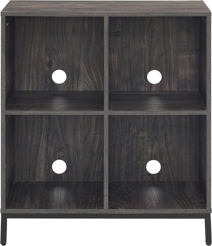 Crosley Furniture Jacobsen Storage Cube Bookcase and Record Player Stand with Vinyl Records Holder, Brown Ash