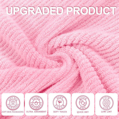 VOOVA & MOVAS Towels for Face, 13"x13" - 100% Cotton | Lightweight | Thick | Quick Dry | Soft | Absorbent, Luxury Hand Towels Set of 6, Fluffy Facial Towels for Bathroom, Towel Gift Set, Baby Pink