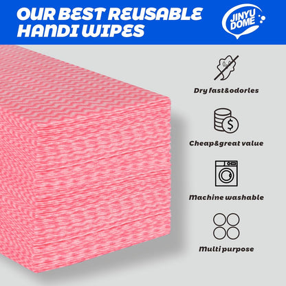 Handi Wipes Reusable Cloths, Red Disposable Kitchen Cleaning Towel Roll, Heavy Duty J Cloth,50 Count
