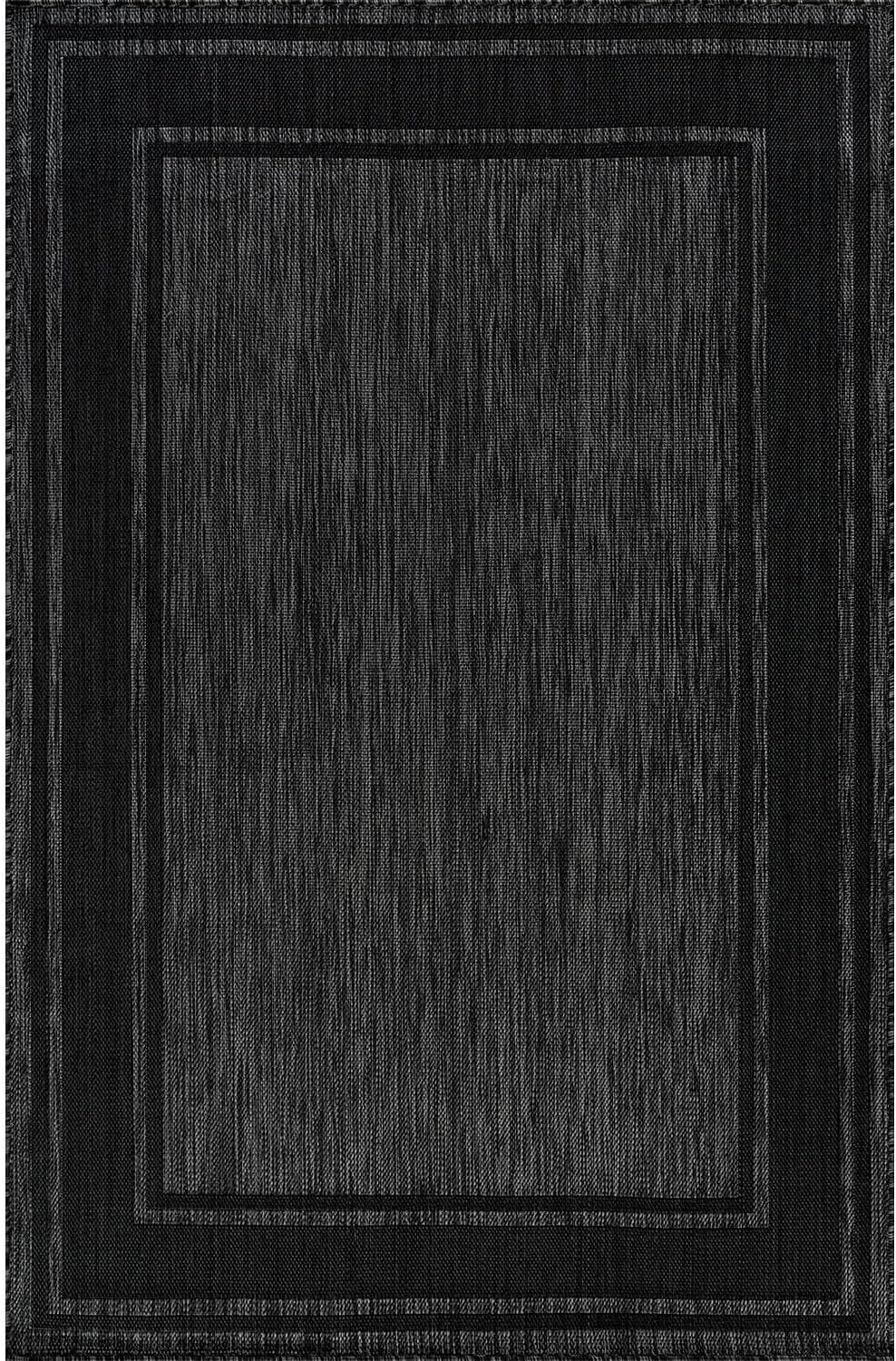 Beverly Rug Large Outdoor Rug 9x12 Modern Bordered Area Rugs for Indoor and Outdoor Patio Deck Porch Garden Waterproof Weather Sun Resistant Washable Outside Carpet (9 x 12 Black)