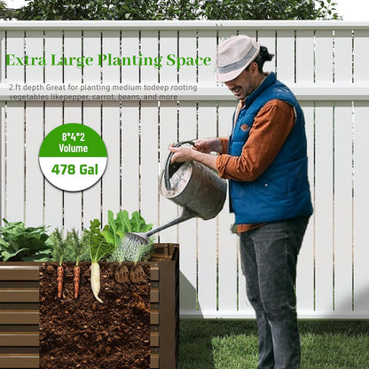 8x4x2 ft Raised Garden Bed, Large Metal Planter Raised Beds, Planters for Outdoor Plants for Vegetables, Flowers, Herbs, Fruits, and Succulents.