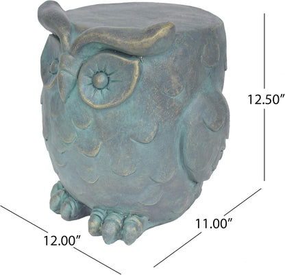 Christopher Knight Home Agnes Owl Garden Stool, Lightweight Concrete, Gold Patina Finish