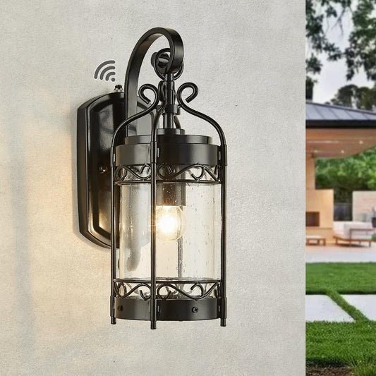 Dusk to Dawn Sensor Outdoor Wall Sconce,14.96" H Vintage Exterior Light Fixture with IP65 Waterproof,Classical European Style Porch Light with Bubble Glass for Garage Yards Patio