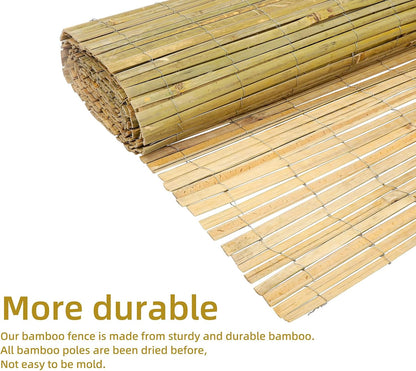 Natural Bamboo Slat Screening,4FT x 13FT Bamboo Fence Panel for Garden Privacy Fence Screen for Indoor or Outdoor(1.2m*4m Approx)