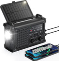 Emergency Weather Radio with Large Solar Panel, Efficient Hand Crank & Real 12000mAh Battery | AM/FM/NOAA Bands, LED Flashlight, Reading Lamp, SOS Alarm & Phone Charger for Outdoor & Emergency