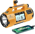 Emergency Radio FM/AM/SW/NOAA Weather Alert, Big Flashlight Big Speaker,Sleep Timer Alarm Clock, Solar/Hand Crank 5000mAh Replaceable Battery,with Cell Phone Charger Hurricane Storm Survival kit