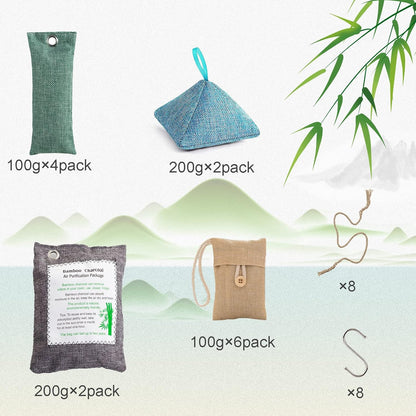 Charcoal Bags Odor Absorber (10x100g+4x200g) Activated Bamboo Charcoal Air Purifying Bags Charcoal Odor Eliminating Bags for Home & Car Shoes, Closet, Pet -14 PACK