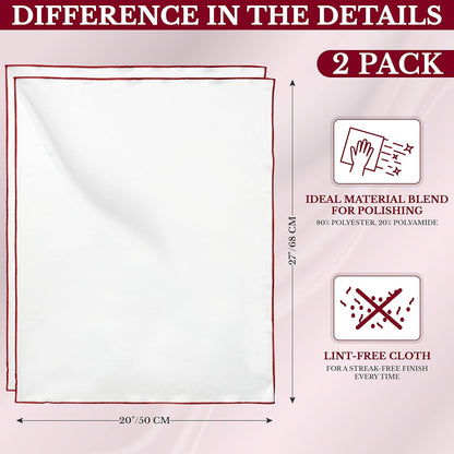 The 2-Pack Premium Microfiber Wine Glass Polishing Cloths, Large Lint-Free Drying Towels for Glasses, Stemware, Glassware, Camera Lenses, 25 Inch X 20 Inch (White, 2 Count)