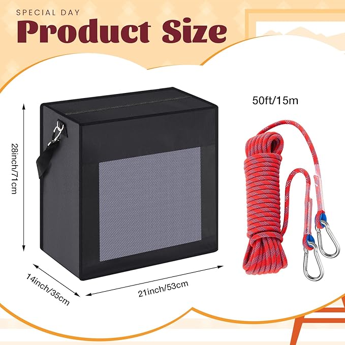 Fire Evacuation Device Set Dog Pet up to 55 Pounds Fire Emergency Evacuation Bag 50 ft Rope Escape Bag Safe Equipment Compact Survival Kit Rescue for Animal Home Work(28 x 21 x 14 Inches)