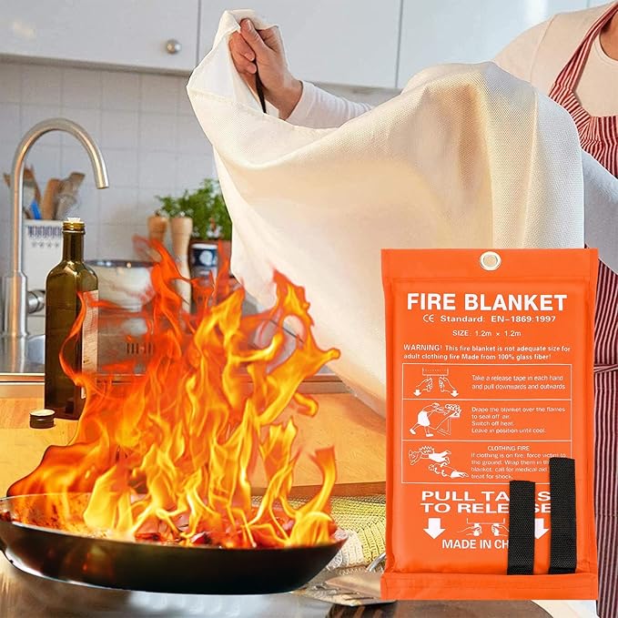 Jerify 8 Pack Fire Blanket for Home Emergency Fire Blanket 47 x 47 Inch Kitchen Fire Suppression Blanket Fiberglass Fire Blanket Flame Retardant Protection and Heat Insulation (Orange)