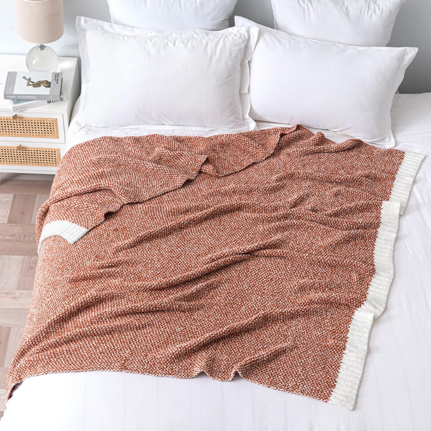 MIULEE Fall Rust Super Soft Throw Blanket for Couch, Cozy Fluffy Warm Throws Knit Blankets for Sofa, Bed, Chair, Living Room, Camping, Picnic, 50 x 60 inch