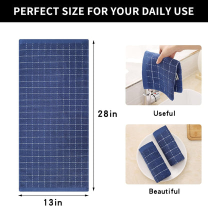 Homaxy 100% Cotton Terry Kitchen Towels(Multiple Color, 13 x 28 inches), Checkered Designed, Soft and Super Absorbent Dish Towels, 4 Pack