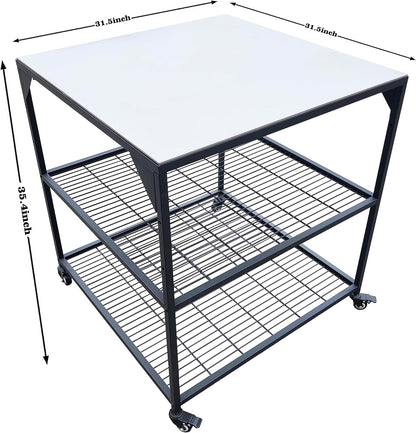 Stainless Steel 3-Tier Mobile Cart for Outdoor Grills & Pizza Ovens
