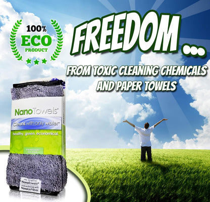 Life Miracle Nano Towels Minis - Amazing Eco Fabric That Cleans Virtually Any Surface with Only Water. Travel Size. No More Paper Towels Or Toxic Chemicals. 4-Pack (8x8, Grey)