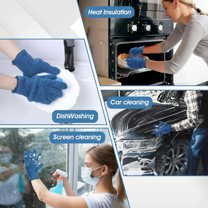 Plant Dusting Gloves, Microfiber Dusters for Cleaning Kitchen Indoor Mitt for House Use Desk Window Blind Screen Wash