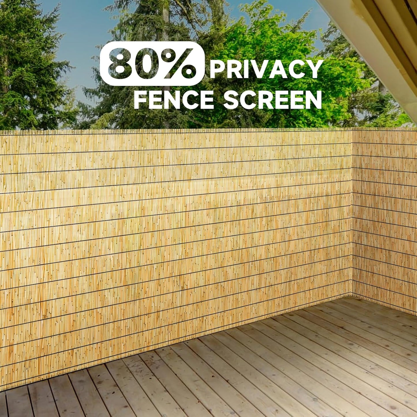 ZNCMRR Bamboo Fencing Decorative Natural Reed Fencing Rolls Fence Roll Bamboo Privacy Screen Panel for Balcony Patio Garden Backyard (5.5X16.4 FT Yellow)
