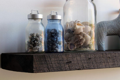 Urban Legacy Reclaimed Barnwood Planks | Floating Shelves for Wall w/Flush Mount Shelf Bracket Set Included | Set of 2 (Coffee Bean, 18"x 7"x 2")