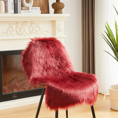 AMTOVO Faux Fur Rug, Burgundy Small Area Rug, Fluffy Sheepskin Rug, Fuzzy Ultra Soft 2 x 3 ft Shag Rugs for Bedroom Sofa Throw Cushion Room Decor, Sheepskin
