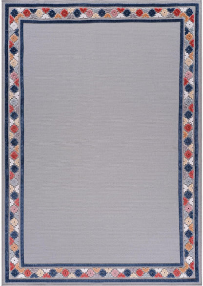 Beverly Rug Outdoor Rug 9x12 Modern Bordered Large Area Rugs for Indoor and Outdoor Patio Easy to Clean Non Shedding Living Room Porch Garden Washable Outside Carpet (9 x 12 Gray)