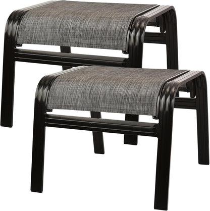 Patio Outdoor Ottoman Footstools Assembled Aluminum Footrest Side Table Small Chairs Patio Ottoman 2 Set Brown