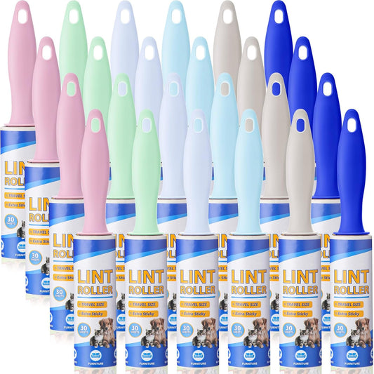 Hushee 24 Pack Bulk Mini Lint Roller for Travel 720 Sheets 6'' Small Lint Removers Portable Lint Roller Travel Size Removers Sticky Removing Tool for Pet Hair Clothes Furniture Car Seat