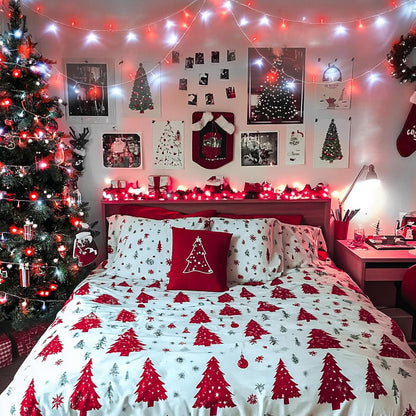 JMEXSUSS Connectable Red and White Christmas Lights, 8 Modes 100 LED Twinkle String Lights Indoor, Clear Wire Plug-in Christmas String Lights Outdoor Waterproof