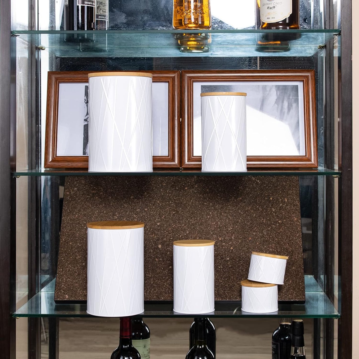 White Canister Sets for Kitchen Counter, Kitchen Canisters Set of 6, Flour and Sugar Containers, Coffee and Tea Storage, Modern Farmhouse Kitchen Decor