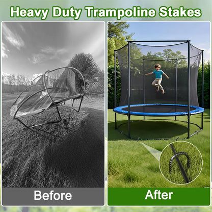 VVOKGO Trampoline Stakes 12 Inches Anchors High Wind Heavy Duty, 8-Pack U Shaped Tie Down Anchor Kit for Ground, Camping Tent, Soccer Net, Swing Set, Black