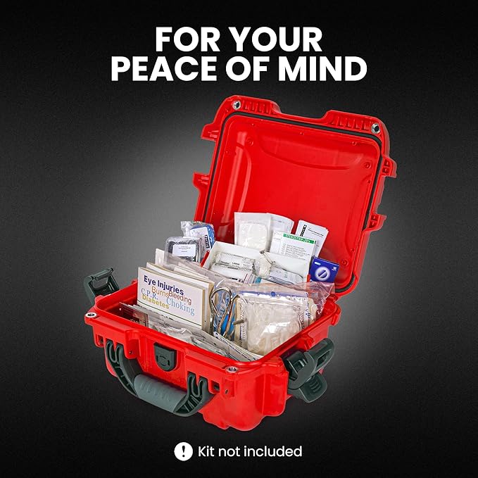 NANUK 905 Waterproof First Aid Case Empty – Durable, Medical First Aid Organizer Case, IP67-Rated, Dustproof, Impact-Resistant, and Floats (9.4" x 7.4" x 5.5") – Red