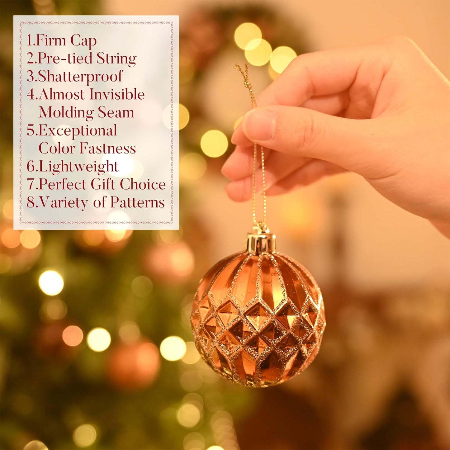 Valery Madelyn Christmas Ornaments Set, 30ct 2 Inches Bronze Copper Brown Gold Shatterproof Christmas Tree Decorations Ball Ornaments Bulk, Elegant Hanging Ornaments for Xmas Holiday Party Decor