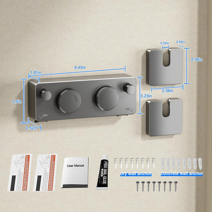 Retractable Twin Clothesline Indoor, Non-Sagging Outdoor Clothes Line Retracting Heavy Duty Clothes Drying Laundry Line Wall Mounted Stainless Steel Line-13.8Feets(Double Line-Gray)