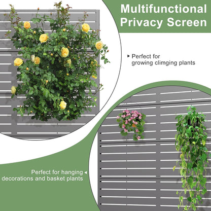 Casaphoria Metal Raised Garden Bed with Trellis and Wheels, 47"x47"x16" Planter Box for Climbing Plants, Vegetables & Vines, Features Drainage Holes and Privacy Screen (Grey-Louvered)