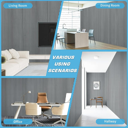 Art3d 4-Pack Glue-On Fine Bar Wainscoting Panel for Interior Wall Decor - 104 x 12 Inch Polystyrene Ultralight Slim Slat Wall Panels for Living Room Bedroom, Weathered Teak