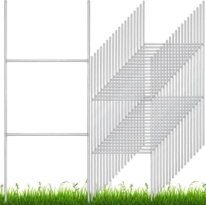 30 Pcs H Stakes for Yard Signs 24'' x 10'' Metal Heavy Duty H Frame Lawn Wire Stakes Weatherproof Metal Sign Holder Bulk for 4mm 5mm Corrugated Signs Board Guidepost Yard House Garden Decor