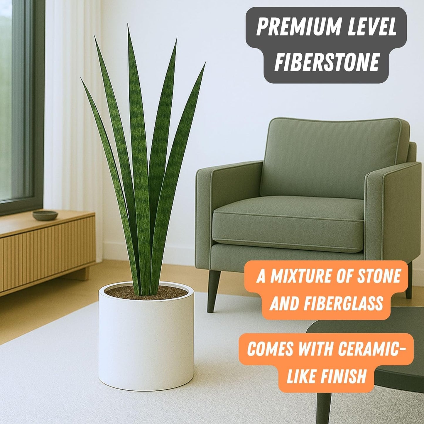 Fox & Fern 10 Inch Plant Pot with Hidden Saucer — Premium Lightweight Fiberstone Matte White Self Watering Planter with Seamless Saucer; Indoor & Outdoor Use; Weather Resistant & UV Resistant