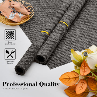 Placemats Set of 6 Washable Indoor/Outdoor Vinyl Place Mats for Dining Table Durable Non-Slip Heat Resistant PVC Weave Table Mats（Cappuccino）